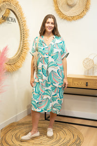Robe imprimée fluide "Ibiza – Aqua"