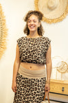 Ensemble "Savane Féline" – Top + jupe fluide imprimé léopard
