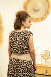 Ensemble "Savane Féline" – Top + jupe fluide imprimé léopard