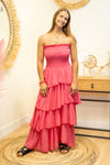 Robe “Isadora” – Volants Asymétriques Fuchsia