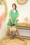 Robe tunique “Rosalie” en dentelle bohème – Vert prairie