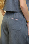 Pantalon "June" à Rayures Marine