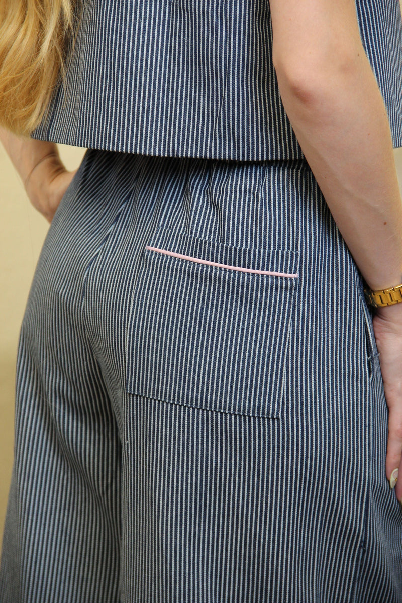 Pantalon "June" à Rayures Marine