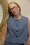 Gilet "June" à Rayures Bleu Marine