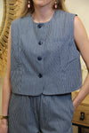 Gilet "June" à Rayures Bleu Marine