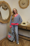 Pull "Louna" Rayé Rose Flash