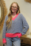 Pull "Louna" Rayé Rose Flash