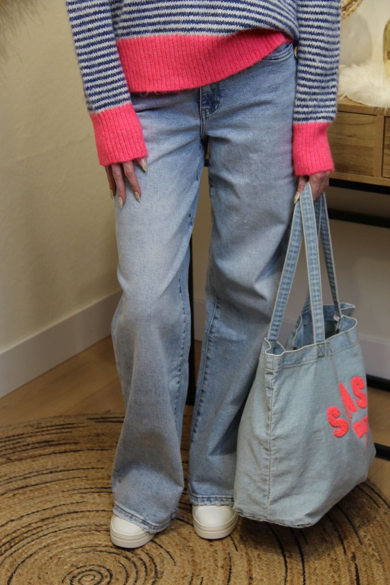 Jean "Léonie" Wide Leg Bleu Clair