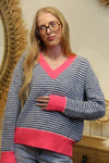 Pull "Louna" Rayé Rose Flash