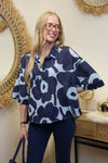 Blouse "Indigo Flower" Oversize