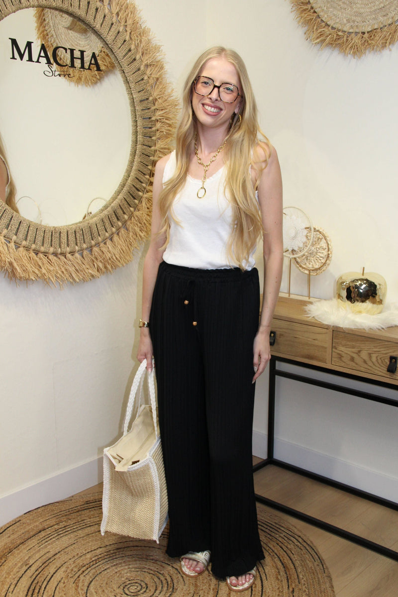 Pantalon "Cali" Plissé Noir