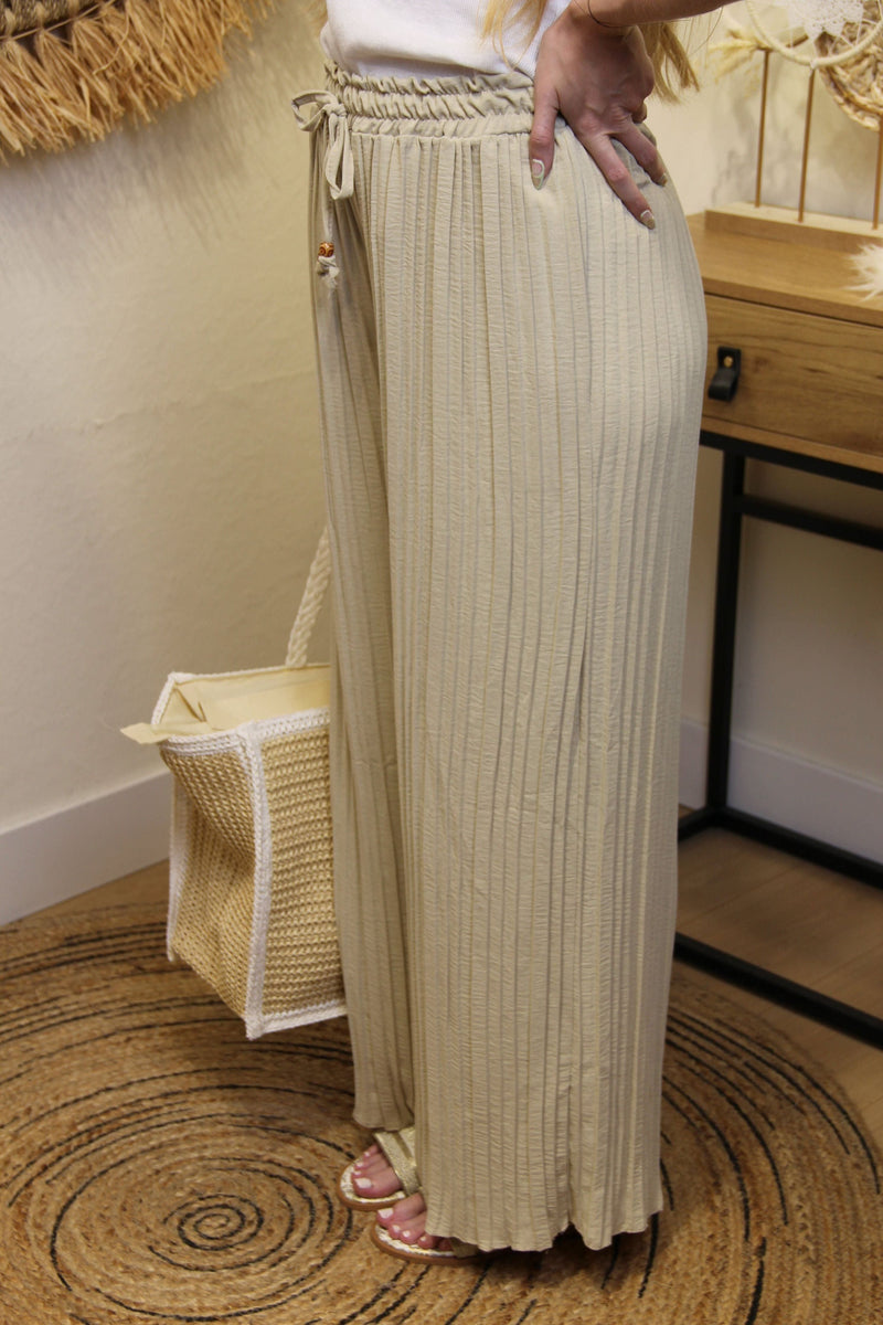 Pantalon "Cali" Plissé Sable