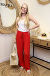 Pantalon "Cali" Plissé Rouge Cerise