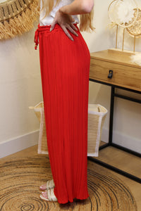 Pantalon "Cali" Plissé Rouge Cerise