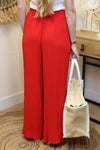 Pantalon "Cali" Plissé Rouge Cerise