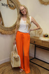 Pantalon "Cali" Plissé Orange Solaire