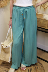 Pantalon "Cali" Plissé Vert d’Eau