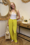 Pantalon "Cali" Plissé Jaune Soleil