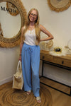 Pantalon "Cali" Plissé Bleu Azur