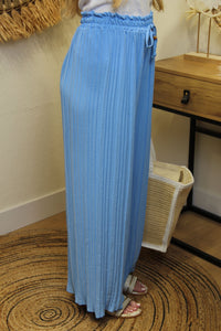 Pantalon "Cali" Plissé Bleu Azur