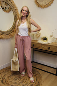 Pantalon "Cali" Plissé Rose Antique