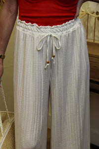 Pantalon "Cali" Plissé Blanc Neige