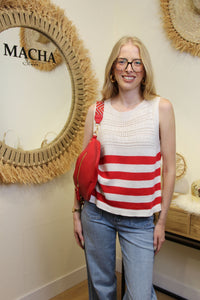 Débardeur "Marina" Rayé Rouge