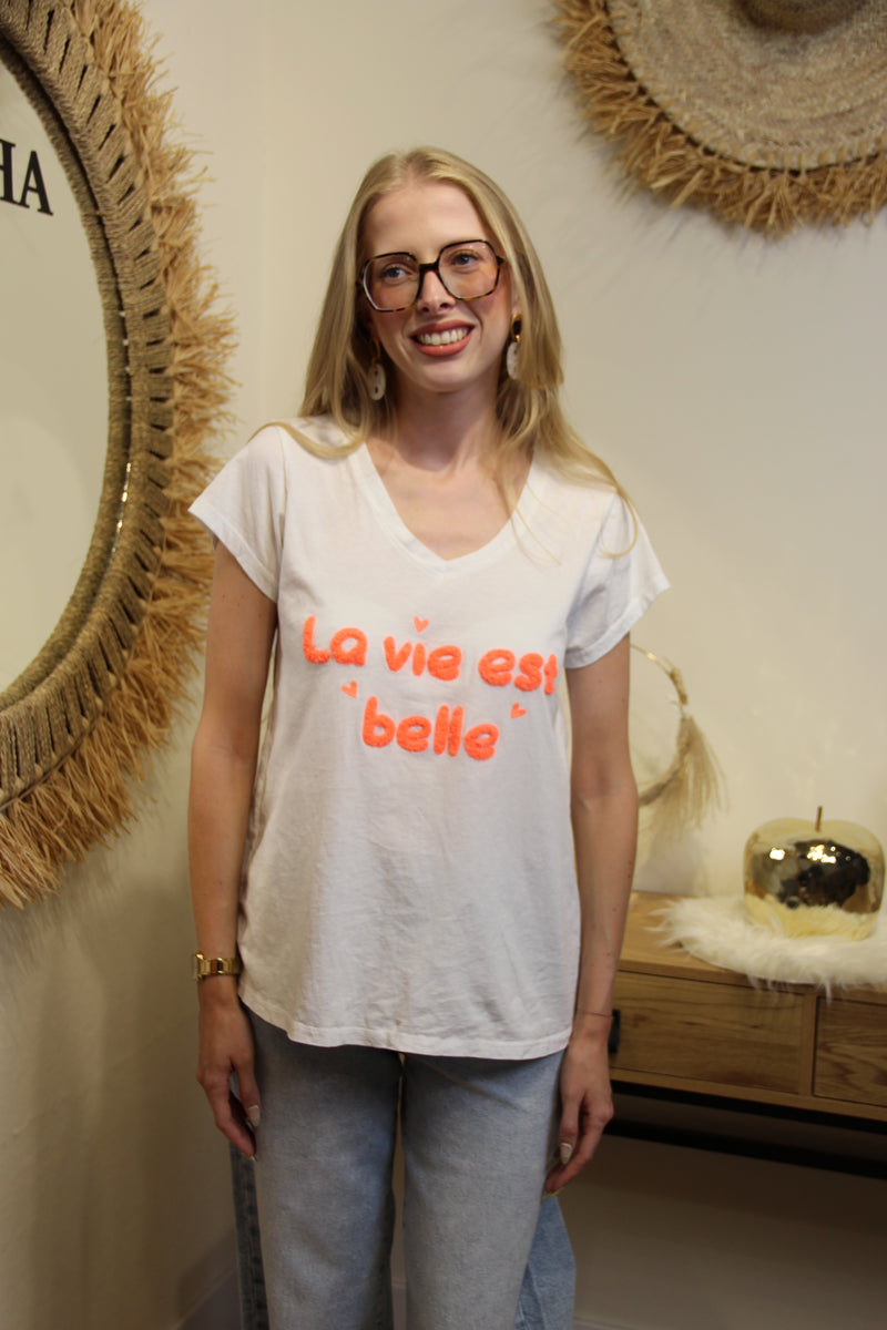 T-shirt La Vie Est Belle Orange