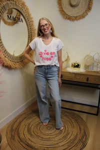 T-shirt La Vie en Rose – Blanc & Rose