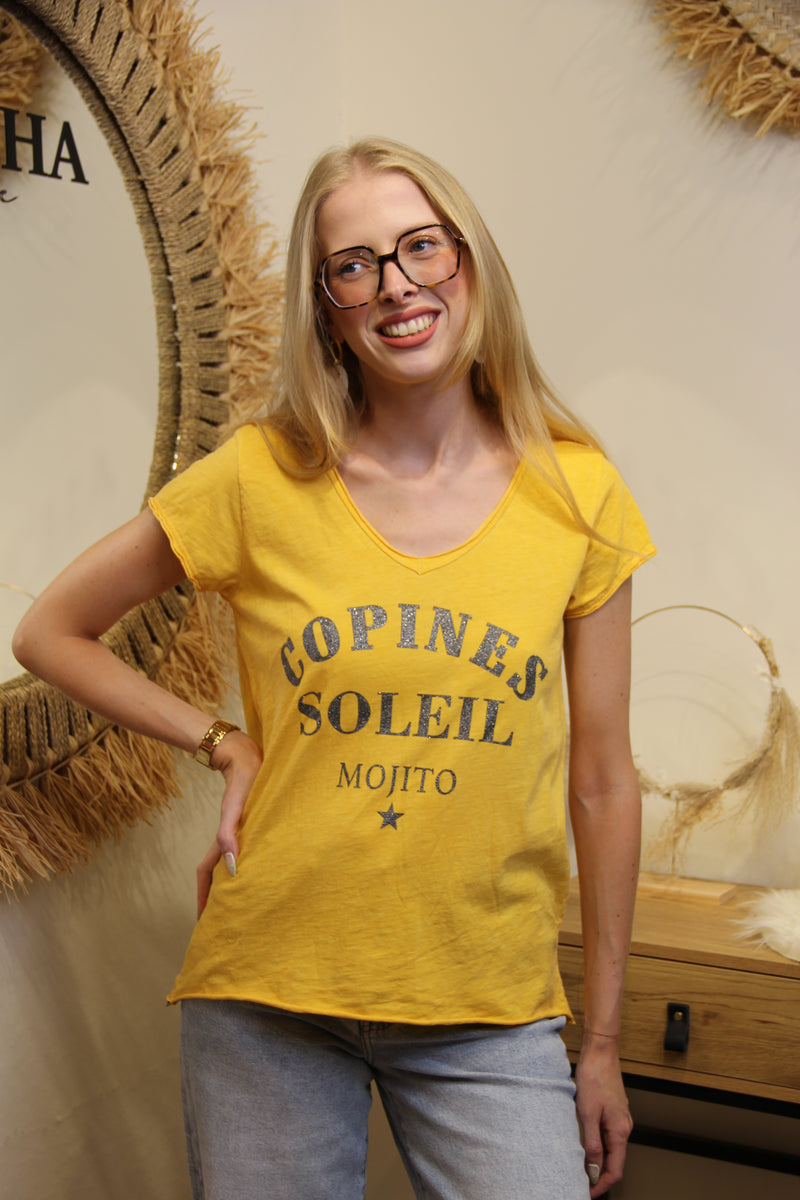 T-shirt Copines & Mojito – Jaune Soleil