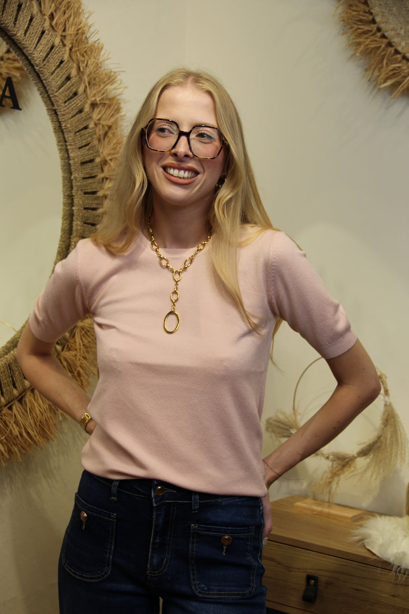 Pull Tilda – Maille Fine Rose Poudré