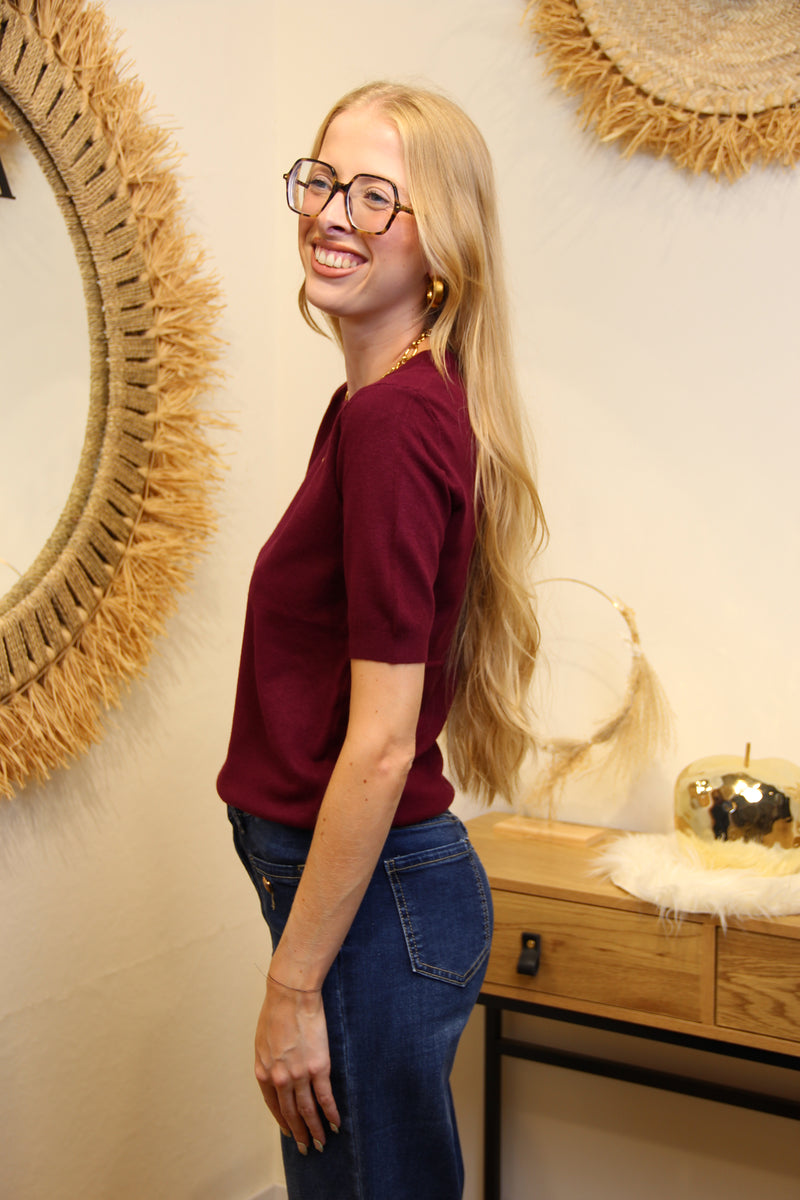 Pull Tilda – Maille Fine Bordeaux