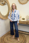 Blouse Palma – Rayée & Broderie Bleue