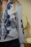 Blouse Palma – Rayée & Broderie Bleue