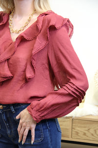 Blouse Carla – Volants & Élégance Terracotta