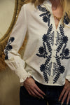 Blouse Palma – Broderie Bleu Nuit