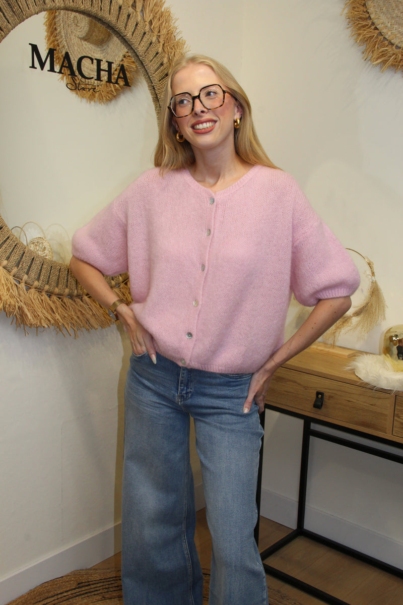 Gilet Célia – Rose Bonbon