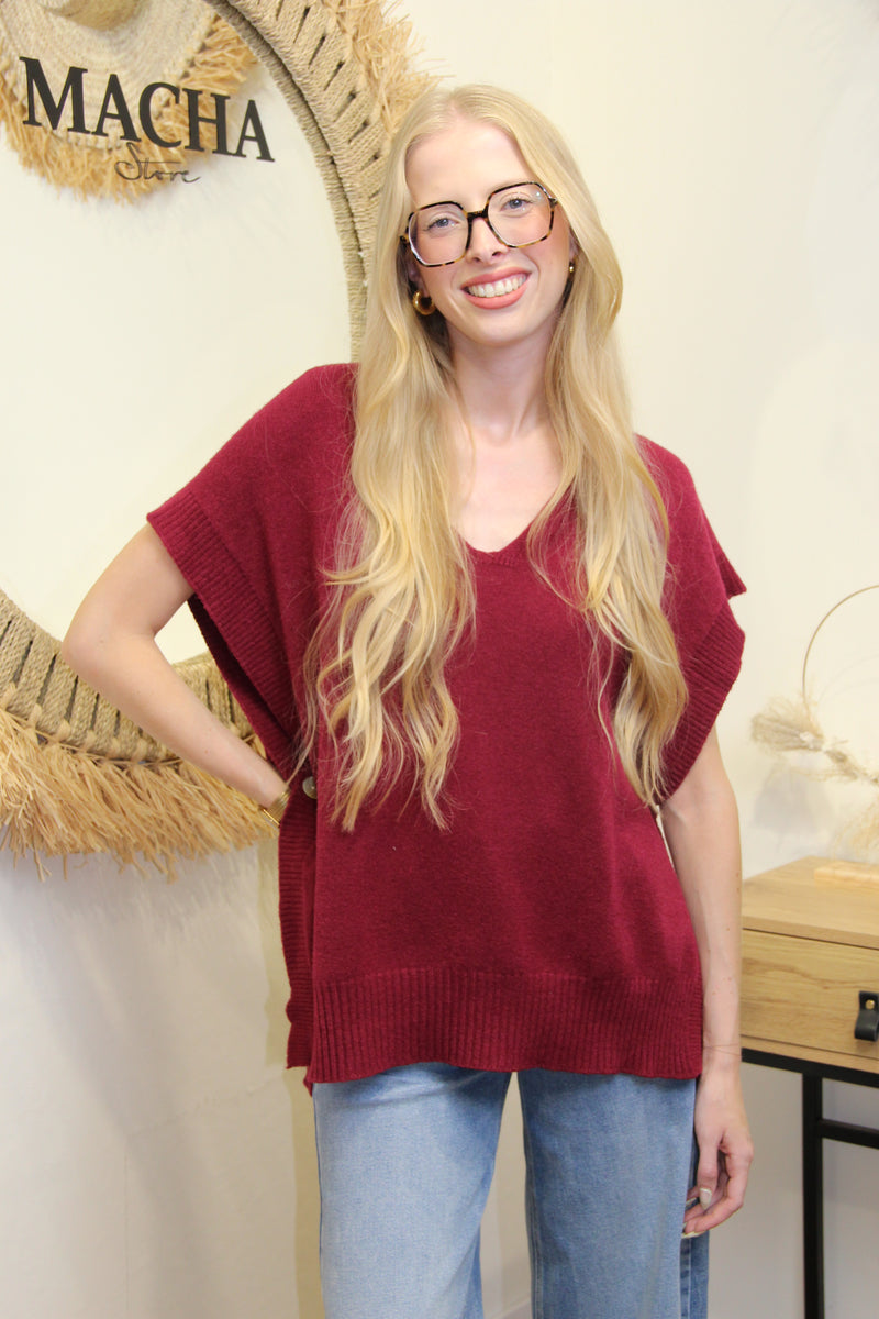Pull Sans Manches Léna – Bordeaux