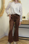 Pantalon Flare Sacha – Suédine Chocolat
