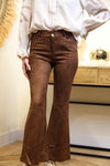 Pantalon Flare Sacha – Suédine Chocolat