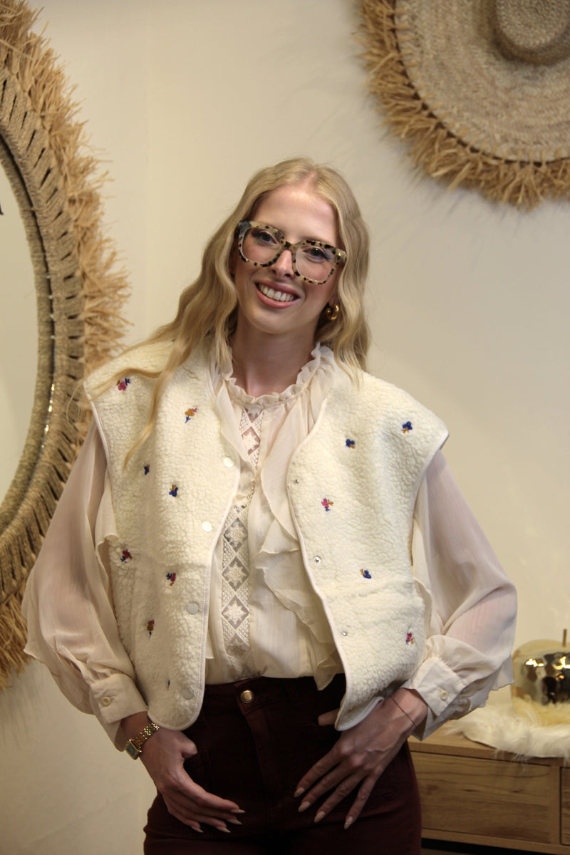 Blouse Léna – Voile Crème Dentelle
