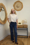 Jean Navy – Taille Haute à Boutons