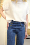 Jean Navy – Taille Haute à Boutons
