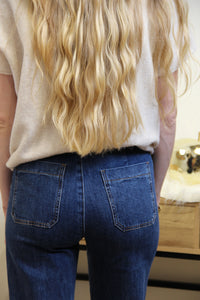 Jean Navy – Taille Haute à Boutons
