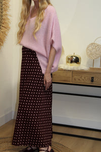 Jupe Romy – Pois Rose & Fond Chocolat