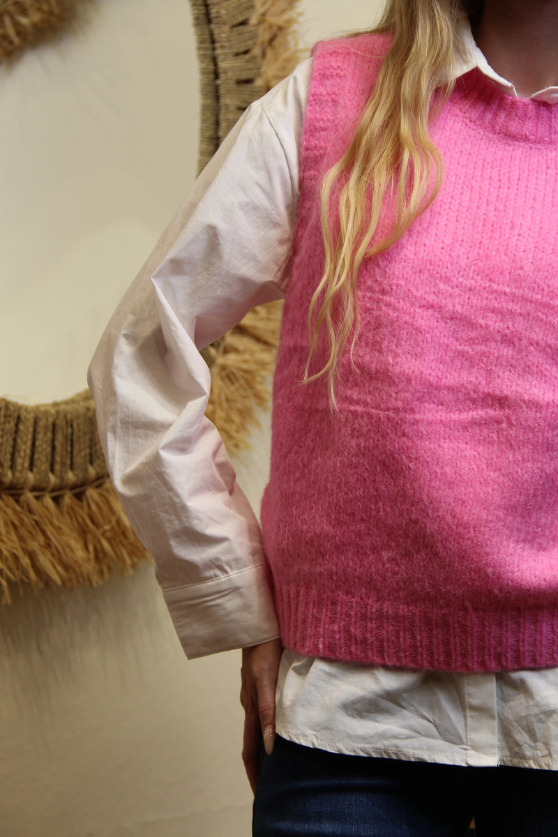 Pull Sans Manche Positive Mood – Rose Flash