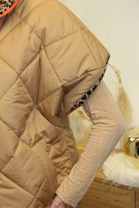 Doudoune Savannah Camel – Zippée & Intérieur Léopard
