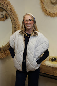 Doudoune Savannah Écrue – Zippée & Intérieur Léopard