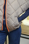 Doudoune Sierra Taupe – Zippée & Doublure Fluo