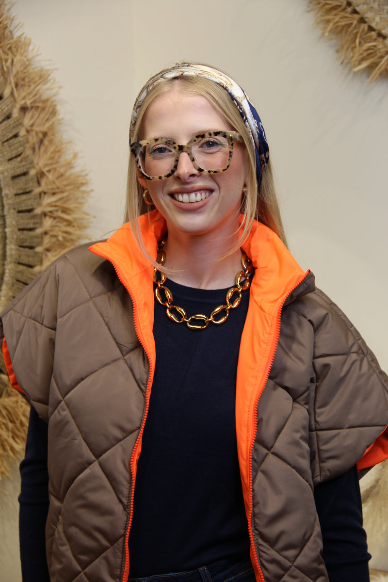 Doudoune Sierra Taupe – Zippée & Doublure Fluo
